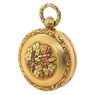 English multicoloured gold cylinder pocket watch Circa 1830