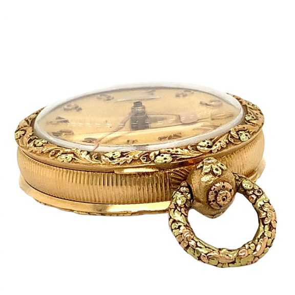 English multicoloured gold cylinder pocket watch Circa 1830 English multicoloured gold cylinder pocket watch Circa 1830
