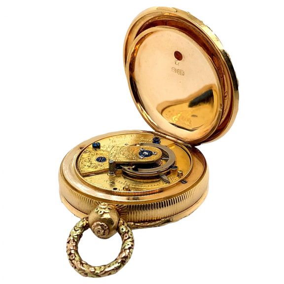 English multicoloured gold cylinder pocket watch Circa 1830 English multicoloured gold cylinder pocket watch Circa 1830