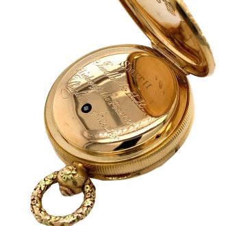 English multicoloured gold cylinder pocket watch Circa 1830