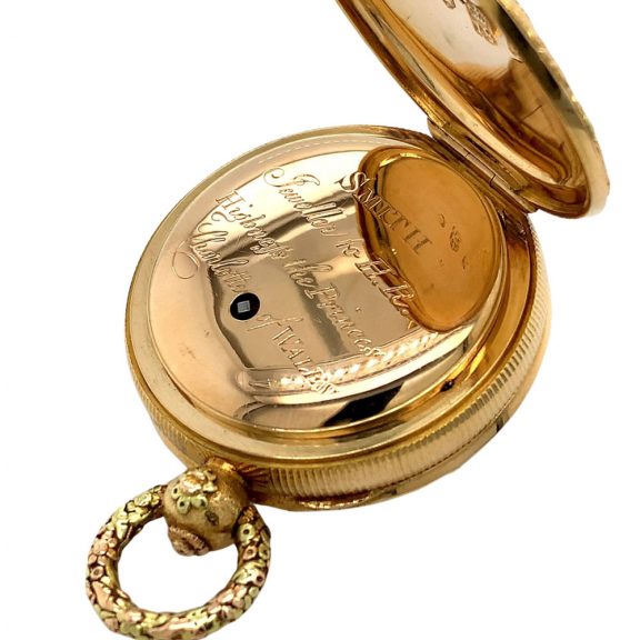 English multicoloured gold cylinder pocket watch Circa 1830 English multicoloured gold cylinder pocket watch Circa 1830