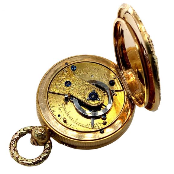 English multicoloured gold cylinder pocket watch Circa 1830 English multicoloured gold cylinder pocket watch Circa 1830