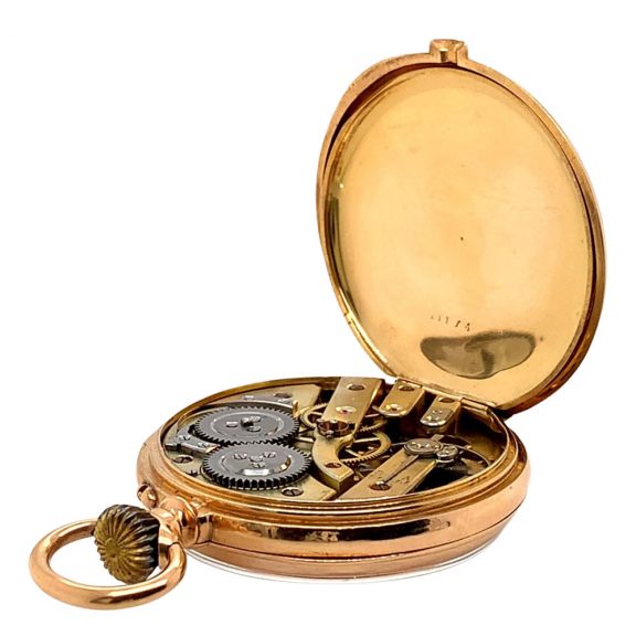 Swiss 18K rose gold open faced lever pocket watch Circa 1900 Swiss 18K rose gold open faced lever pocket watch Circa 1900