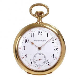 Swiss 18K gold open faced precision pocket watch Circa 1921
