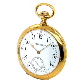 Swiss 18K gold open faced precision pocket watch Circa 1921