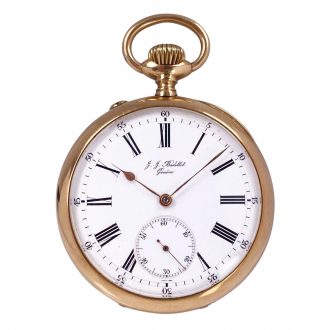 Fine Swiss 14K rose gold open faced lever watch Circa 1880