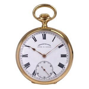 Swiss 18 carat gold open faced lever pocket watch Circa 1918