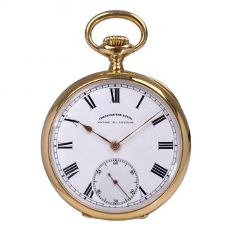 Swiss 18 carat gold open faced lever pocket watch Circa 1918