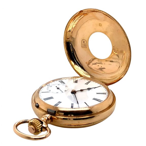 Swiss 18K rose gold half hunting cased lever watch Circa 1890 Swiss 18K rose gold half hunting cased lever watch Circa 1890