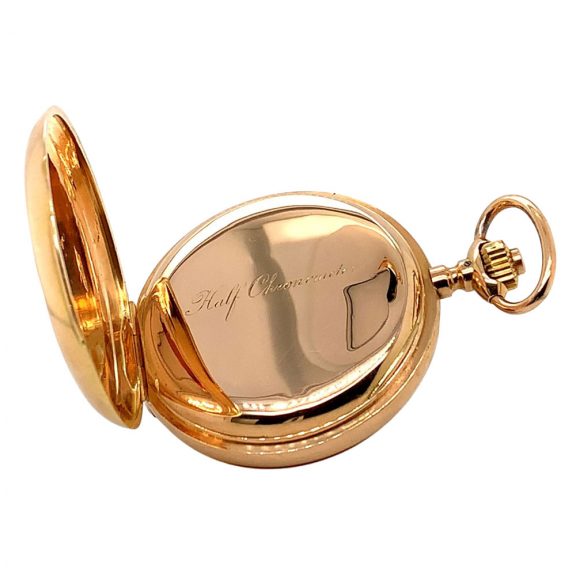 Swiss 18K rose gold half hunting cased lever watch Circa 1890 Swiss 18K rose gold half hunting cased lever watch Circa 1890