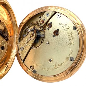 Swiss 18K rose gold half hunting cased lever watch Circa 1890