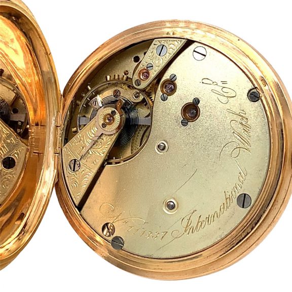 Swiss 18K rose gold half hunting cased lever watch Circa 1890 Swiss 18K rose gold half hunting cased lever watch Circa 1890