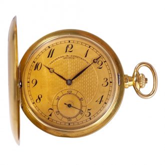 Swiss 18K gold hunting cased lever dress watch Circa 1919