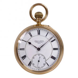 English 18K gold open faced lever pocket watch Circa 1897