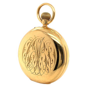 English 18K gold open faced lever pocket watch Circa 1897