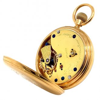 English 18K gold open faced lever pocket watch Circa 1897
