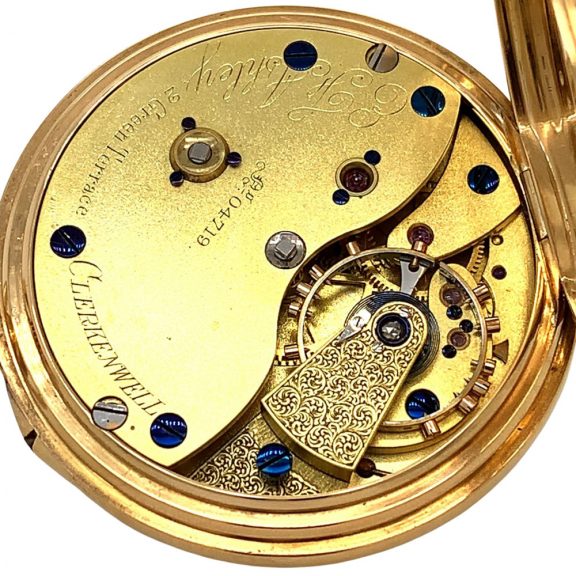 English 18K gold open faced lever pocket watch Circa 1897 English 18K gold open faced lever pocket watch Circa 1897