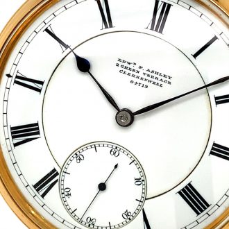 English 18K gold open faced lever pocket watch Circa 1897