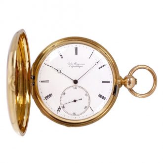 Early Danish/Swiss gold hunting cased precision watch Circa 1854