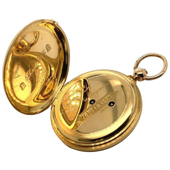 Early Danish/Swiss gold hunting cased precision watch Circa 1854 Early Danish/Swiss gold hunting cased precision watch Circa 1854