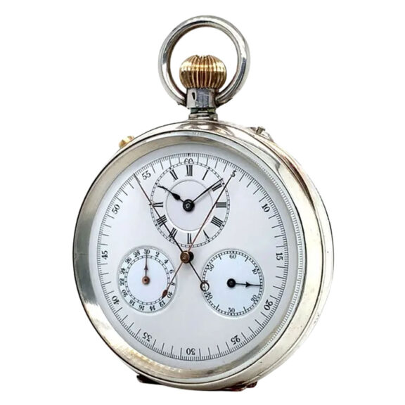 Swiss sterling silver split seconds chronograph Circa 1900 Swiss sterling silver split seconds chronograph Circa 1900