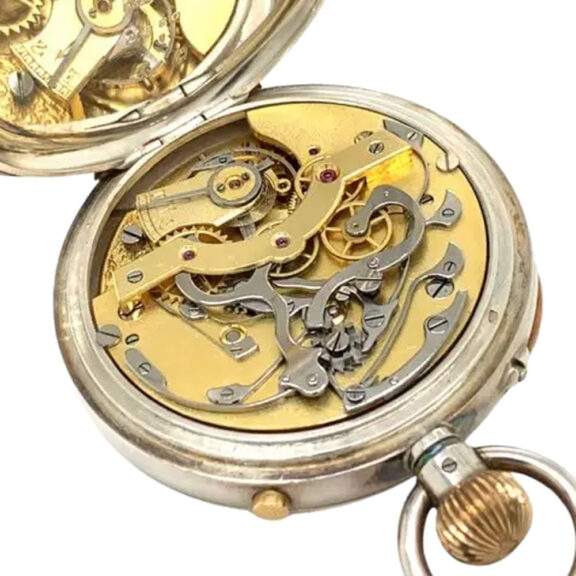 Swiss sterling silver split seconds chronograph Circa 1900 Swiss sterling silver split seconds chronograph Circa 1900