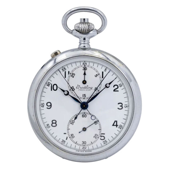 Fine Swiss chromed lever chronograph pocket watch Circa 1950