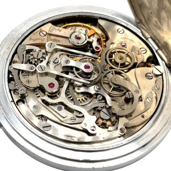 Fine Swiss chromed lever chronograph pocket watch Circa 1950 Fine Swiss chromed lever chronograph pocket watch Circa 1950