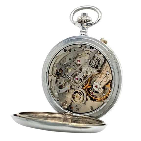 Fine Swiss chromed lever chronograph pocket watch Circa 1950 Fine Swiss chromed lever chronograph pocket watch Circa 1950