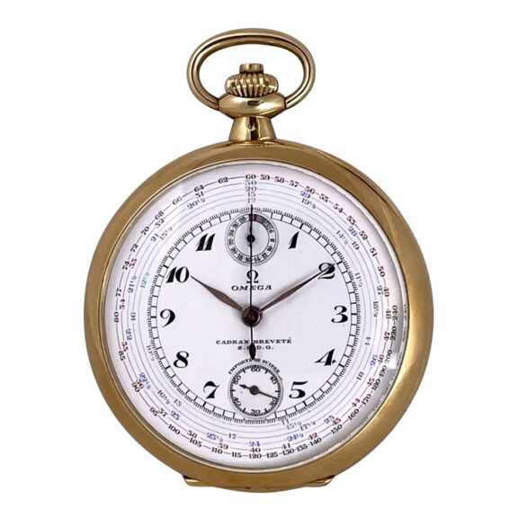 Swiss gold chronograph with tachymeter scale Circa 1934
