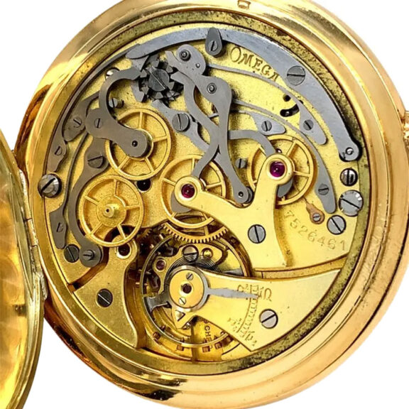 Swiss gold chronograph with tachymeter scale Circa 1934 Swiss gold chronograph with tachymeter scale Circa 1934