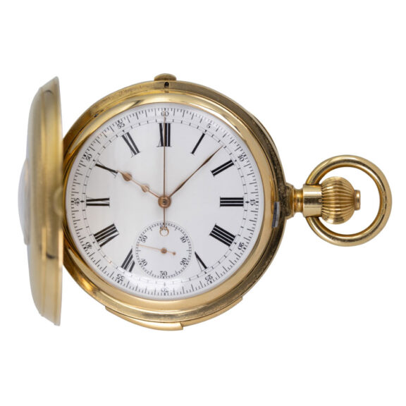 Swiss 18 carat gold half hunting cased precision watch Circa 1890 Swiss 18 carat gold half hunting cased precision watch Circa 1890