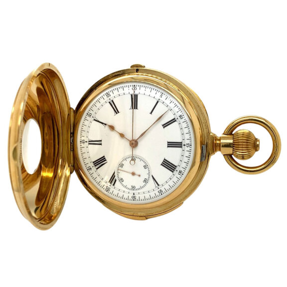 Swiss 18 carat gold half hunting cased precision watch Circa 1890 Swiss 18 carat gold half hunting cased precision watch Circa 1890