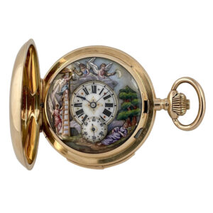 Swiss 14K gold repeating Jacquemarts automaton Circa 1900