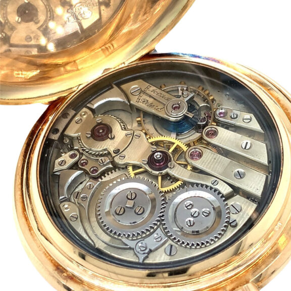 Swiss 14K gold repeating Jacquemarts automaton Circa 1900 Swiss 14K gold repeating Jacquemarts automaton Circa 1900