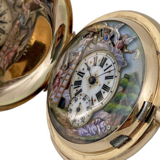 Swiss 14K gold repeating Jacquemarts automaton Circa 1900 Swiss 14K gold repeating Jacquemarts automaton Circa 1900