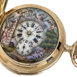 Swiss 14K gold repeating Jacquemarts automaton Circa 1900 Swiss 14K gold repeating Jacquemarts automaton Circa 1900