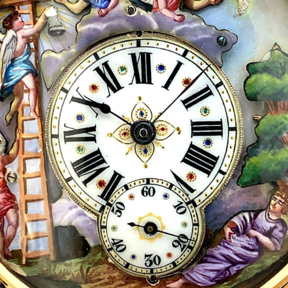 Swiss 14K gold repeating Jacquemarts automaton Circa 1900 Swiss 14K gold repeating Jacquemarts automaton Circa 1900