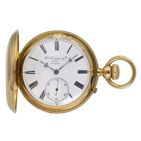Swiss 18K gold hunting cased precision watch Circa 1870