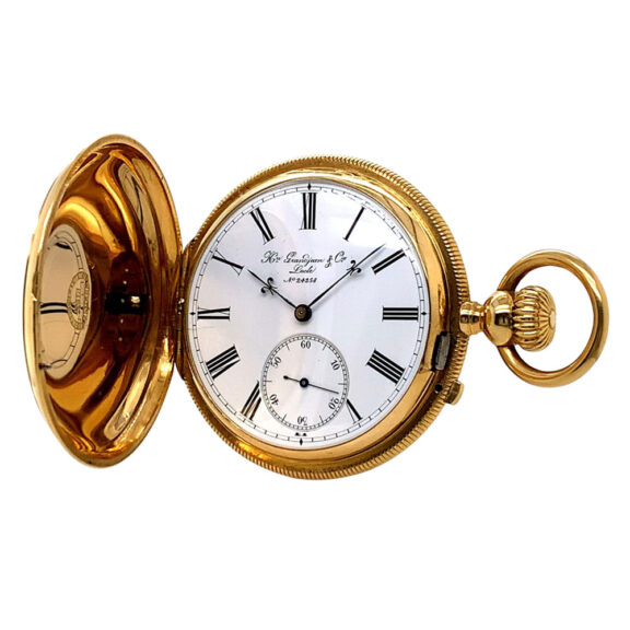 Swiss 18K gold hunting cased precision watch Circa 1870 Swiss 18K gold hunting cased precision watch Circa 1870