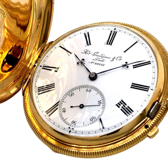 Swiss 18K gold hunting cased precision watch Circa 1870 Swiss 18K gold hunting cased precision watch Circa 1870
