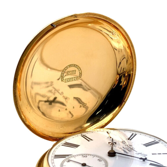 Swiss 18K gold hunting cased precision watch Circa 1870 Swiss 18K gold hunting cased precision watch Circa 1870