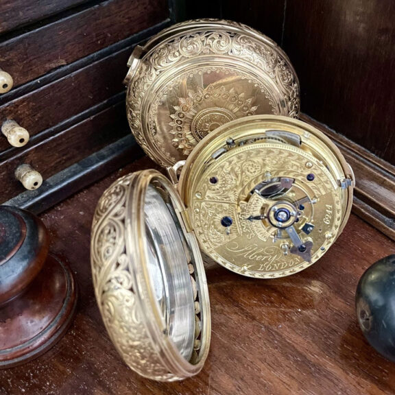 English gold museum quality pair cased duplex Circa 1806 English gold museum quality pair cased duplex Circa 1806