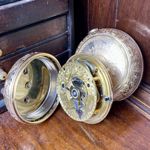 English gold museum quality pair cased duplex Circa 1806 English gold museum quality pair cased duplex Circa 1806