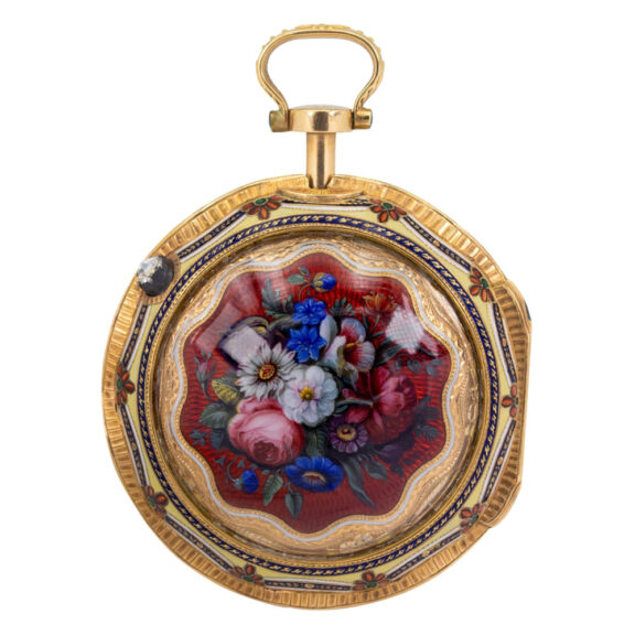 English gold and enamel triple cased verge watch Circa 1810