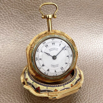 English gold and enamel triple cased verge watch Circa 1810
