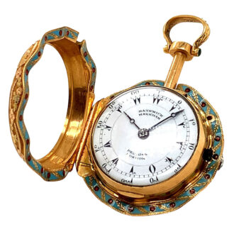 English gold and enamel triple cased verge watch Circa 1810