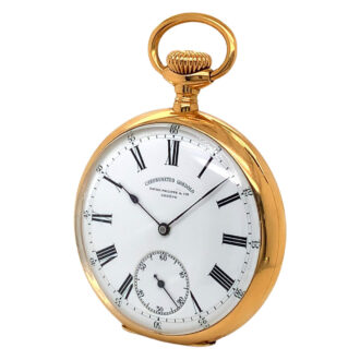 Swiss 18 carat gold open faced keyless lever watch Circa 1906