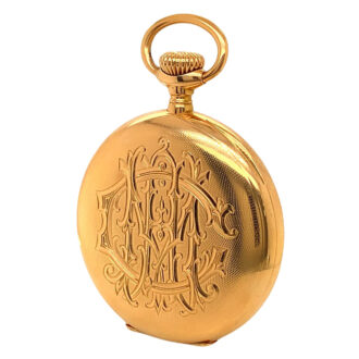 Swiss 18 carat gold open faced keyless lever watch Circa 1906
