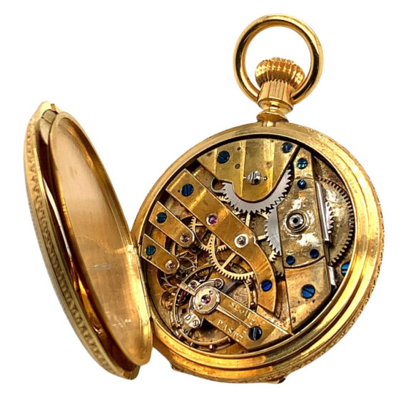 Exquisite Swiss 18K gold, enamel and diamond set watch Circa 1871 Exquisite Swiss 18K gold, enamel and diamond set watch Circa 1871